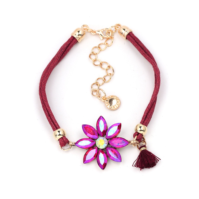 Leather Fashion Flowers bracelet  red NHJJ4567red