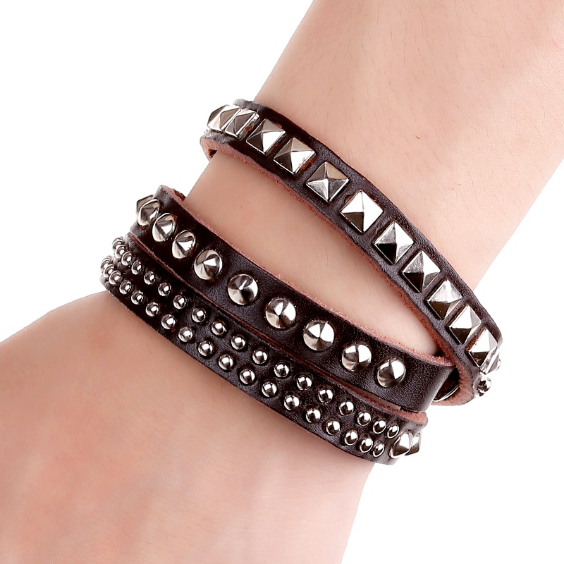 Leather Fashion Geometric bracelet  black NHPK1307black