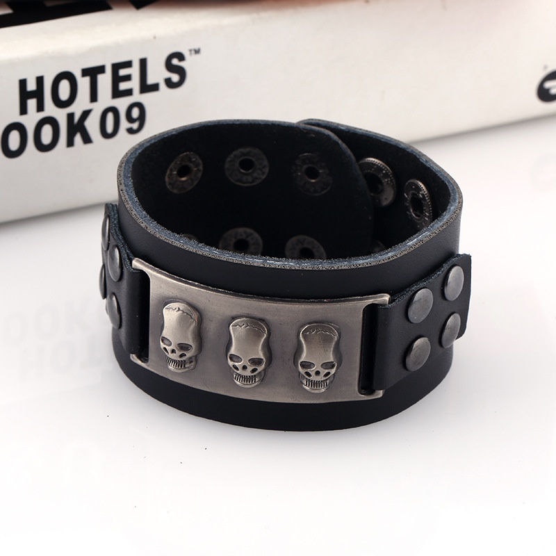 Leather Fashion Geometric bracelet  black NHPK1314black