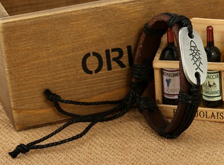Leather Korea Geometric bracelet  (Rope black) NHPK1509-Rope black