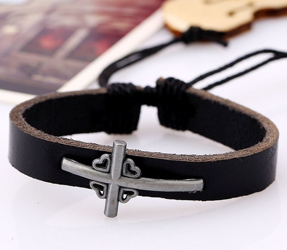 Leather Fashion Geometric bracelet  black NHPK1516black