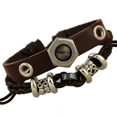Leather Bohemia Geometric bracelet  (Photo Color) NHPK1541-Photo Color
