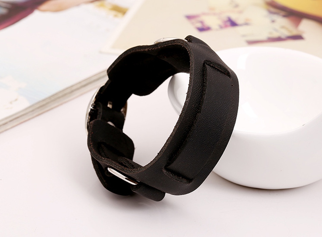 Leather Fashion Geometric bracelet  black NHPK1565black