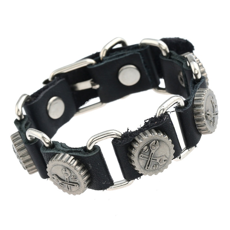 Leather Fashion Geometric bracelet  black NHPK1665black