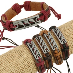 Leather Fashion Geometric bracelet  (Four-color ropes are made) NHPK1675-Four-color ropes are made