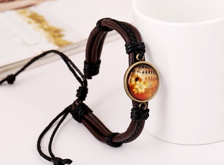 Leather Korea Geometric bracelet  (Black line) NHPK1691-Black line