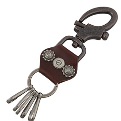 Leather Fashion Geometric Keychain  (brown) NHPK1706-brown