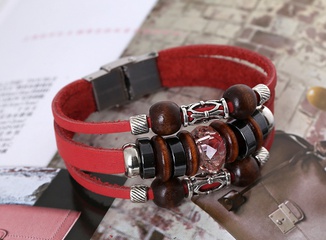 Leather Korea Geometric bracelet  (red) NHPK1731-red