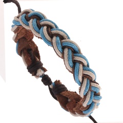 Leather Korea Geometric bracelet  (Blue line) NHPK1746-Blue line