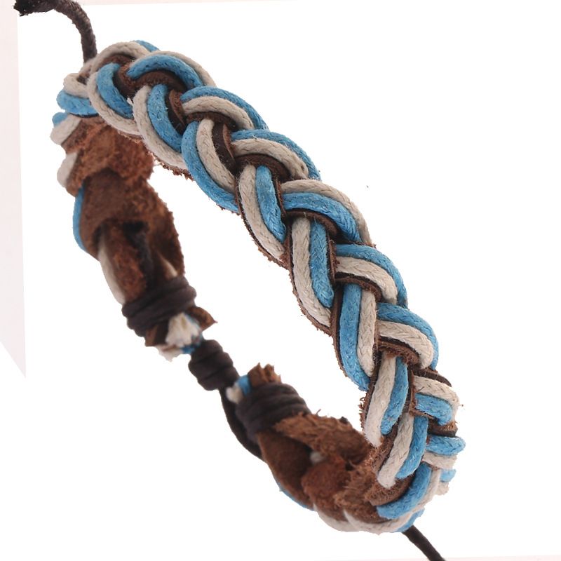 Leather Korea Geometric bracelet  Blue line NHPK1746Blue line