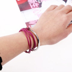 Leather Korea Geometric bracelet  (Plum red alloy accessories) NHPK1750-Plum red alloy accessories