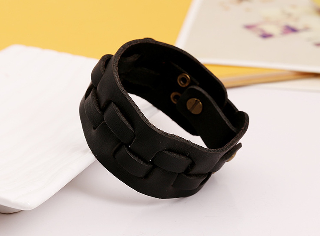 Leather Fashion Geometric bracelet  black NHPK1775black