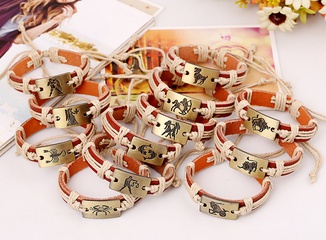 Leather Fashion Geometric bracelet  (12 constellations each one) NHPK1807-12 constellations each one