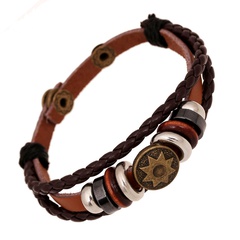 Leather Bohemia Geometric bracelet  (Photo Color) NHPK1809-Photo Color