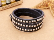 Leather Fashion Geometric bracelet  black NHPK1817blackpicture1
