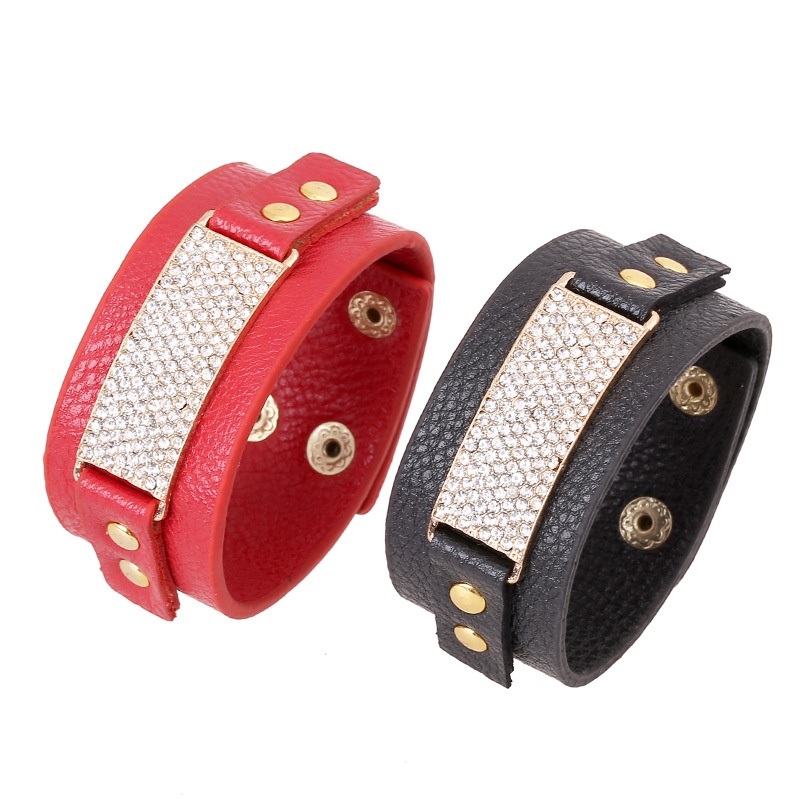 Leather Korea Geometric bracelet  red NHPK1858red