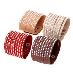 Leather Korea Geometric bracelet  (red) NHPK1870-red
