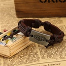 Leather Fashion Geometric bracelet  Fourcolor ropes are made NHPK1878Fourcolor ropes are madepicture2