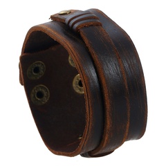 Leather Fashion Geometric bracelet  (Vintage brown) NHPK1894-Vintage brown