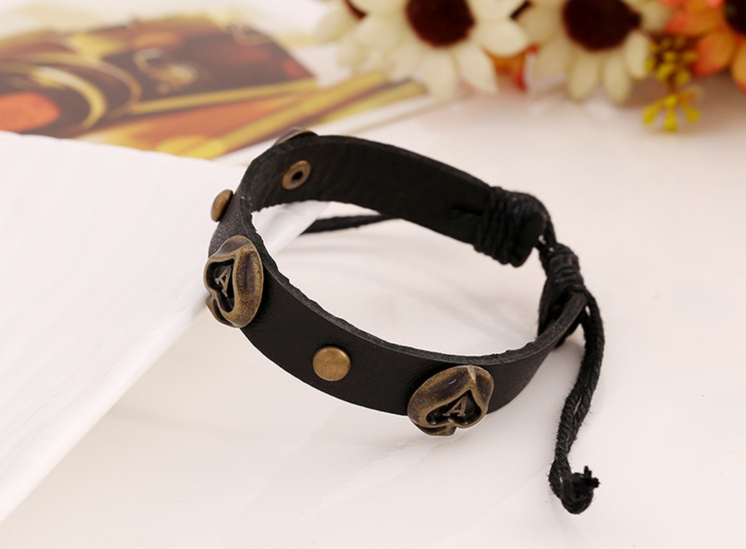 Leather Fashion Geometric bracelet  black NHPK1903black