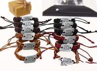 Leather Korea Geometric bracelet  (4-color rope are made) NHPK1923-4-color rope are made