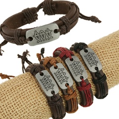 Leather Fashion Geometric bracelet  (Four-color ropes are made) NHPK1943-Four-color ropes are made
