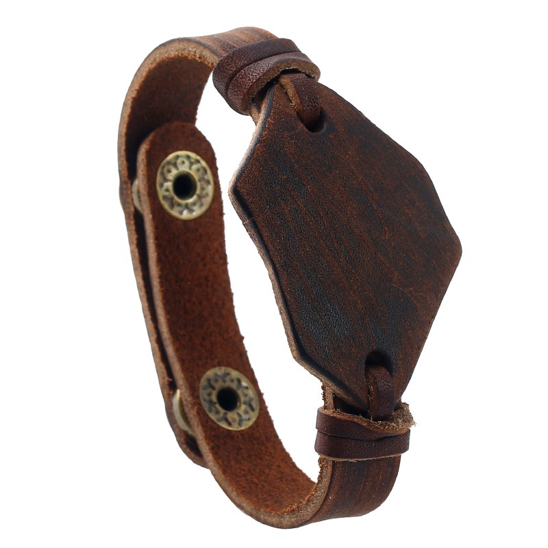 Leather Fashion Geometric bracelet  Vintage brown NHPK1948Vintage brown