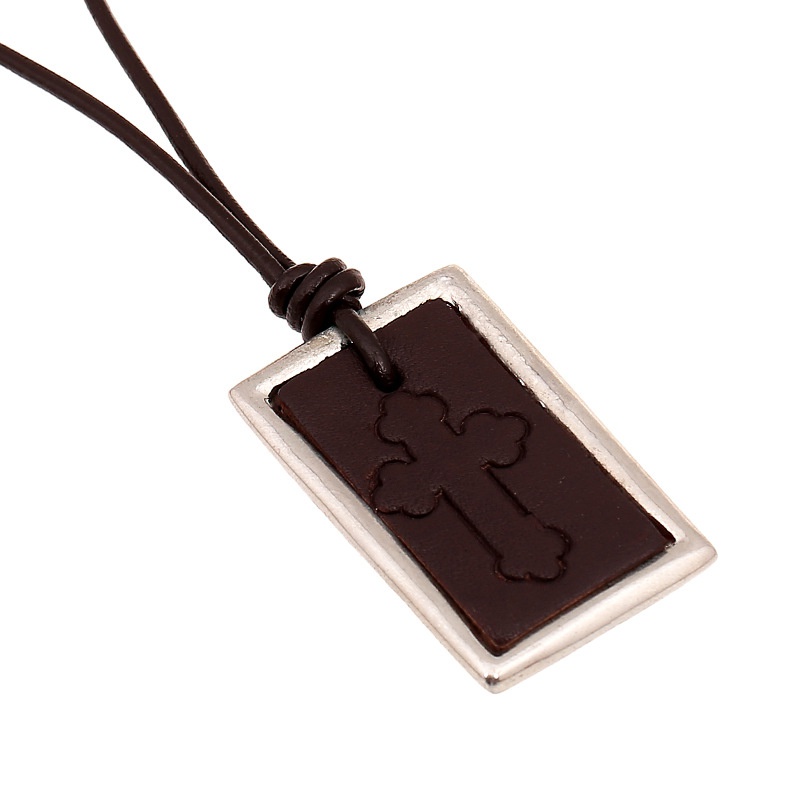 Leather Fashion Geometric necklace  brown NHPK1950brown