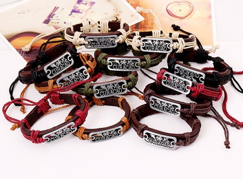 Leather Fashion Geometric bracelet  Mixed color are made NHPK1973Mixed color are madepicture1