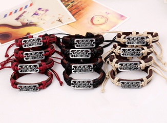 Leather Fashion Geometric bracelet  (Mixed color are made) NHPK1989-Mixed color are made