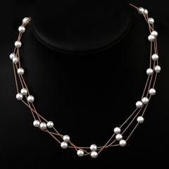 Alloy Korea Geometric necklace  (Alloy white beads) NHLJ3765-Alloy white beads