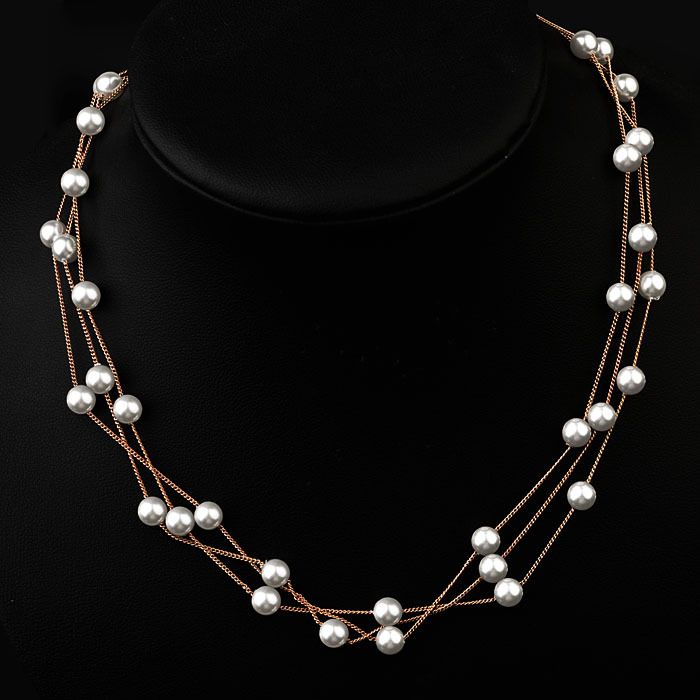 Alloy Korea Geometric necklace  Alloy white beads NHLJ3765Alloy white beads