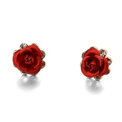 Alloy Korea Flowers earring  (red) NHLJ3776-red
