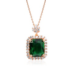 Copper Fashion Geometric necklace  (Rose Alloy Greenstone) NHLJ3784-Rose Alloy Greenstone