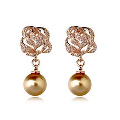 Mikro eingelegte Rosen ohrringe, Perlen ohrringe, Ohrringe, weibliches Temperament, elegante Ohrringe, koreanischer Schmuck Großhandel 125645