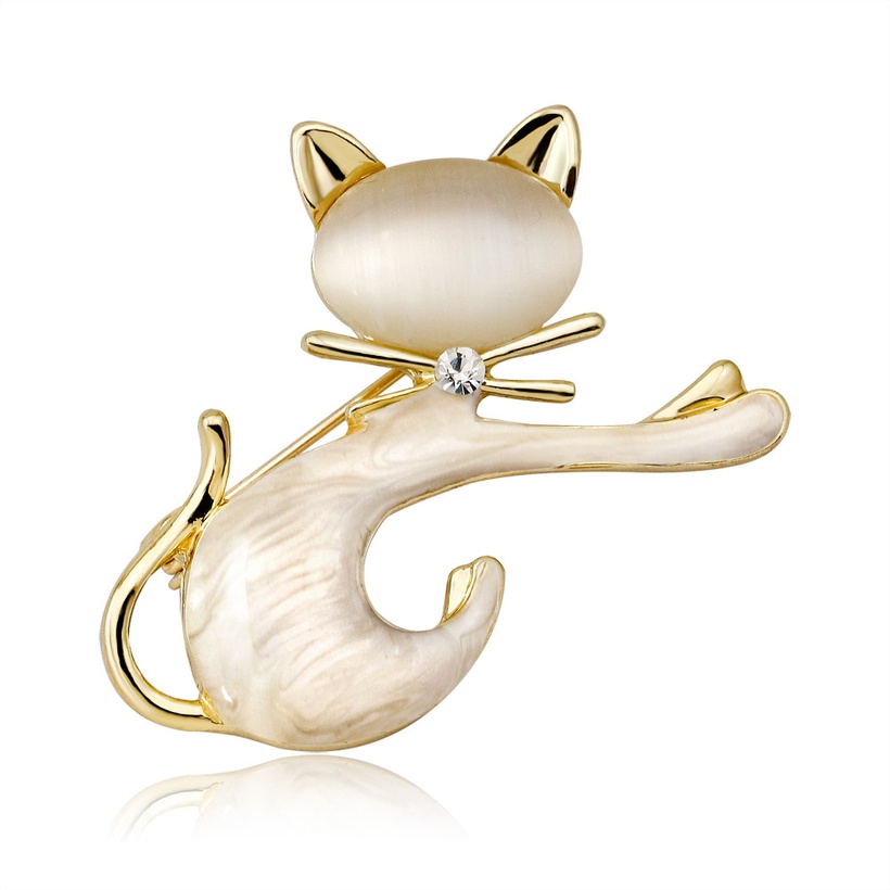 Bijoux Fantaisie Broches | Japonais Mignon Simple Broche Personnalit Opale Kitty Broche De Mode Srie Animale Corsage Pour Dames - ML38786