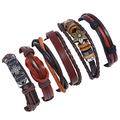 Leather Fashion Geometric bracelet  (Six sets) NHPK2011-Six sets