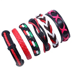 Leather Fashion Geometric bracelet  (Six sets) NHPK2015-Six sets