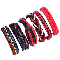 Leather Fashion Geometric bracelet  (Six sets) NHPK2021-Six sets