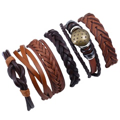 Leather Fashion Geometric bracelet  (Six sets) NHPK2018-Six sets