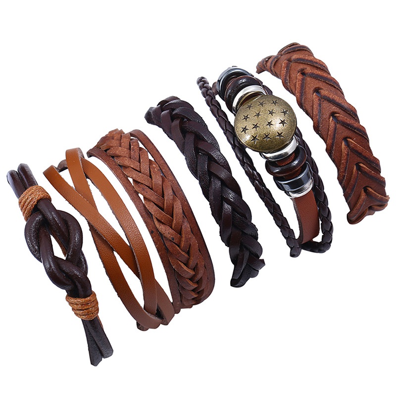 Leather Fashion Geometric bracelet  Six sets NHPK2018Six sets