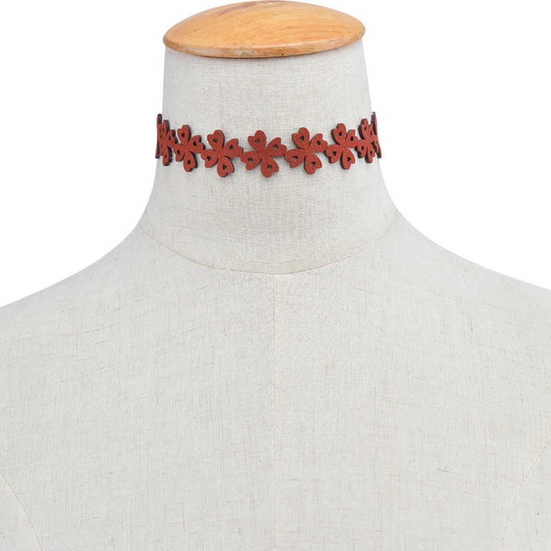 Cloth Simple Flowers necklace  C1829 red NHXR2027C1829 red