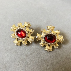 Alloy Vintage Flowers earring  (red) NHOM0232-red