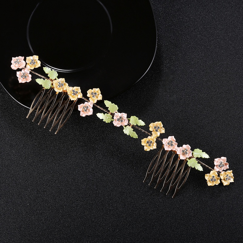Imitated crystalCZ Fashion Flowers Hair accessories  yellow NHHS0132yellow