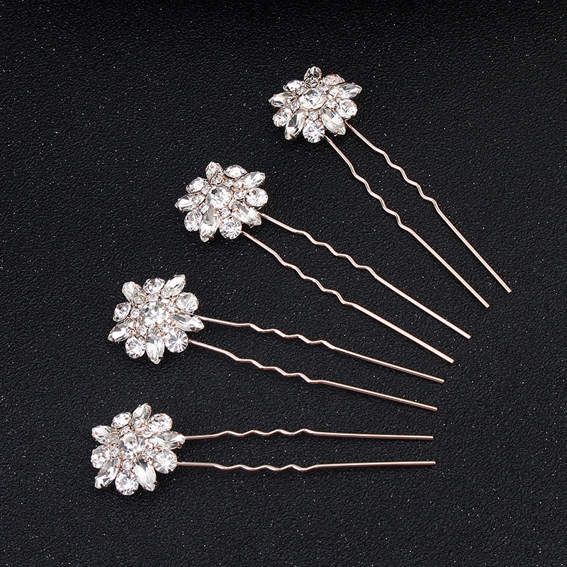 Imitated crystalCZ Fashion Geometric Hair accessories  Rose alloy NHHS0183Rose alloy