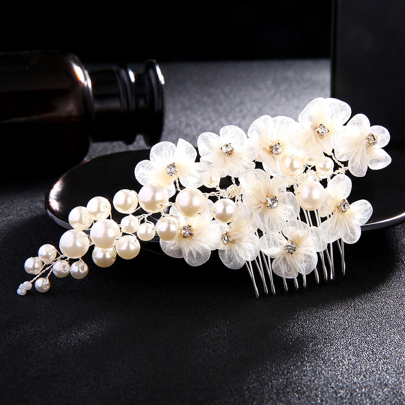 Beads Fashion Flowers Hair accessories  white NHHS0222white