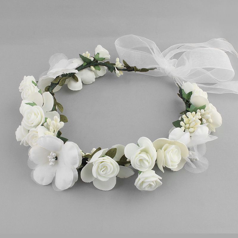 Cloth Simple Flowers Hair accessories  white NHHS0315white