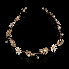Europäische und amerikanische Perlen hand gefertigte Braut Haarband Legierung Blume einfache Hochzeits kleid Haarschmuck Kleid Accessoires Kopf bedeckung Großhandel
