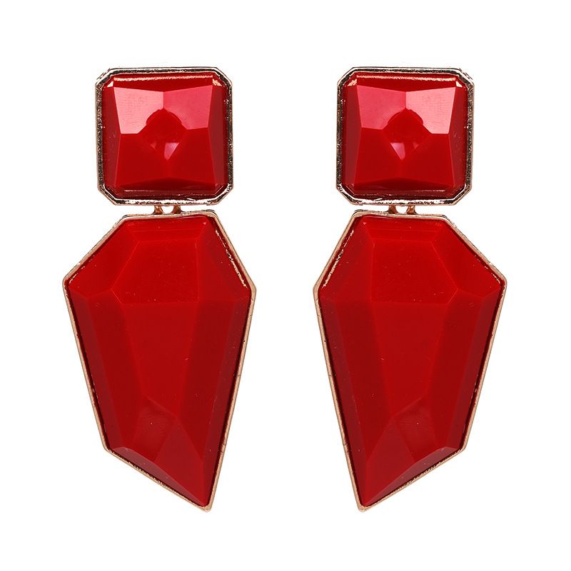 Plastic Simple Geometric earring  red NHJJ4884red