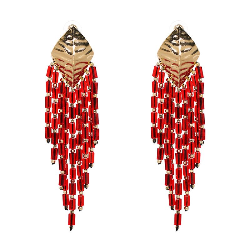 Plastic Fashion Tassel earring  red NHJJ4892red